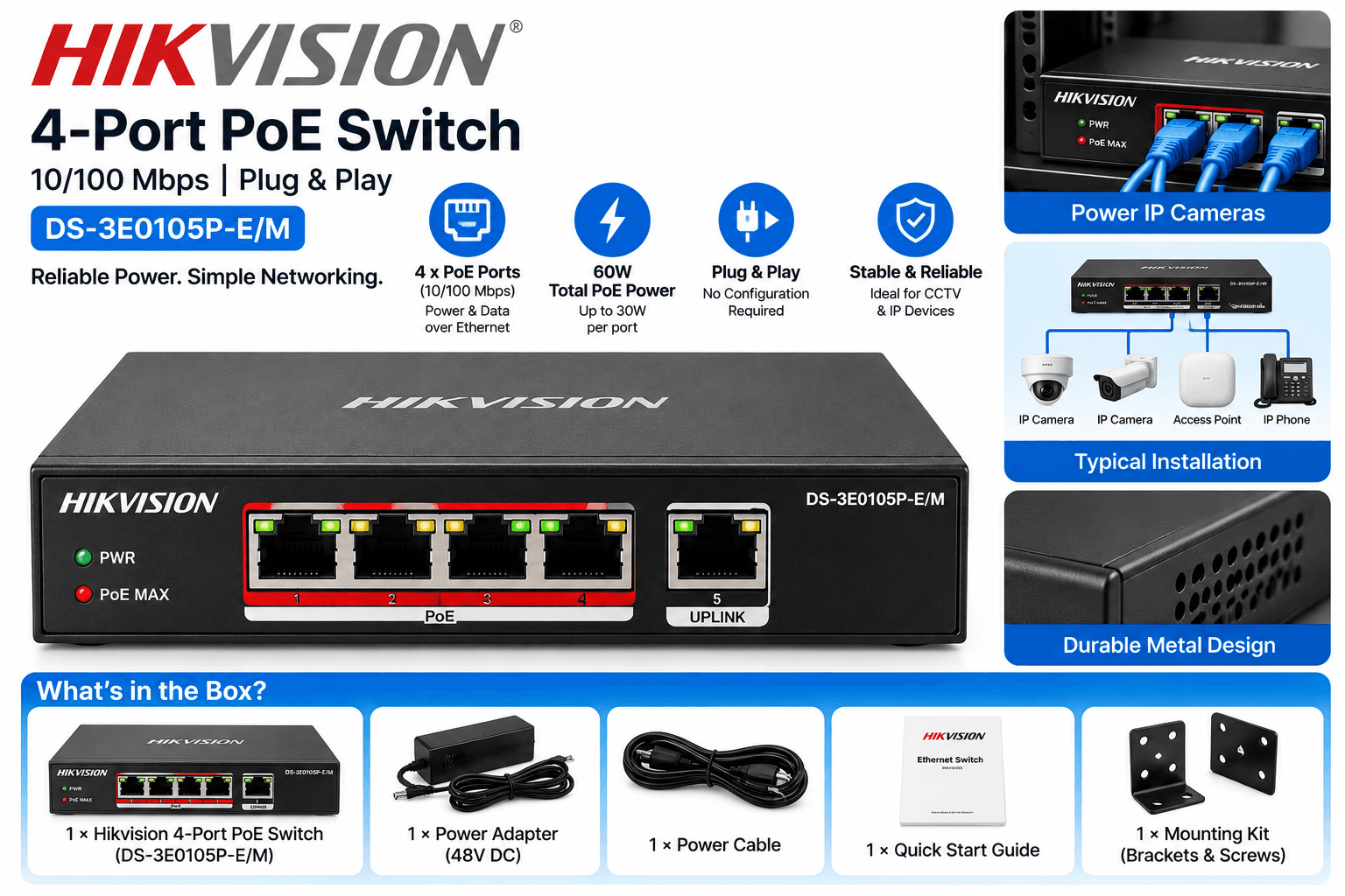 GOZA 4-Port PoE Switch