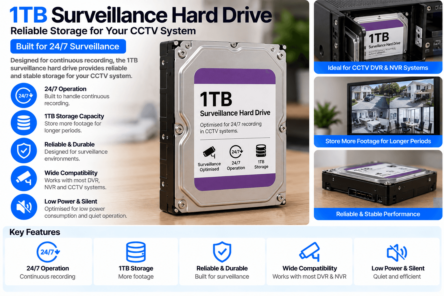 GOZA 1TB Surveillance Hard Drive